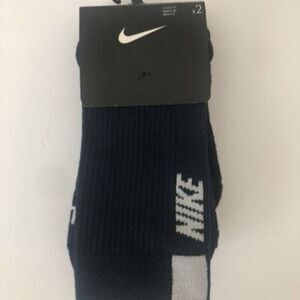 Nike Crew Dri-Fit Socks 2PK Navy Blue/ White Youth Size 5y-7y/ Women's 6-10/ Men